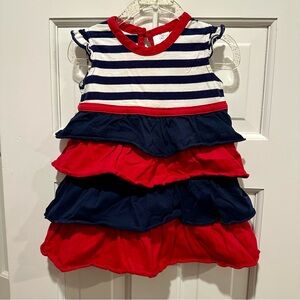 Hanna Andersson Navy & Red Striped Dress with Ruffles, Includes Shorts